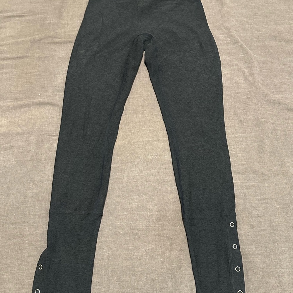Bombshell Sportswear charcoal grey black Snap-Ankle High Waist Leggings - Picture 3 of 6